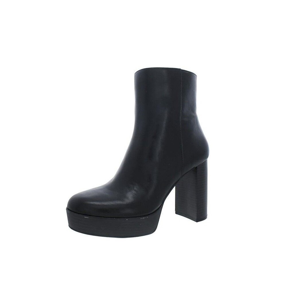 Alfani Womens 7.5 M Black Smooth Galsuenda Platform High Heel Booties NIB QF8